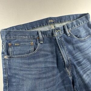 Mens Polo Ralph Lauren Varick Slim Straight Jeans 36x30 Medium Wash Blue Denim